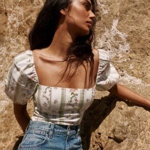 NWT Reformation Arancini Linen Top in Heath size 10